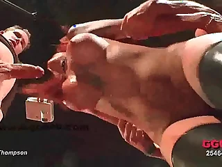 Redhead slut in latex boots