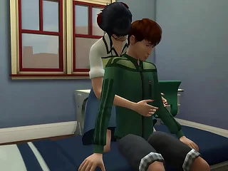 Japanese Stepmom catches her virgin stepson masturbating in make believe be useful to the computer and helps him try sex for the first epoch in his life &vert; Hot asian milf