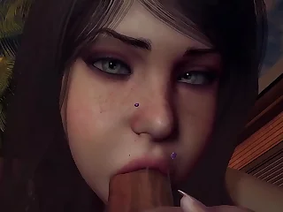 Good girl tries big cock in her mouth &vert; 3D Porn